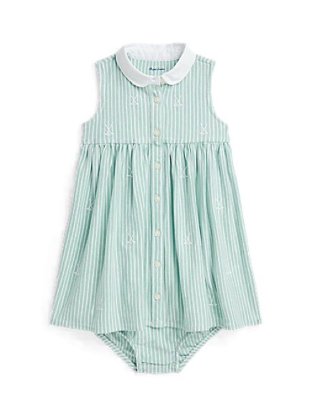 Ralph Lauren Mint Green & White Striped Sleeveless Dress